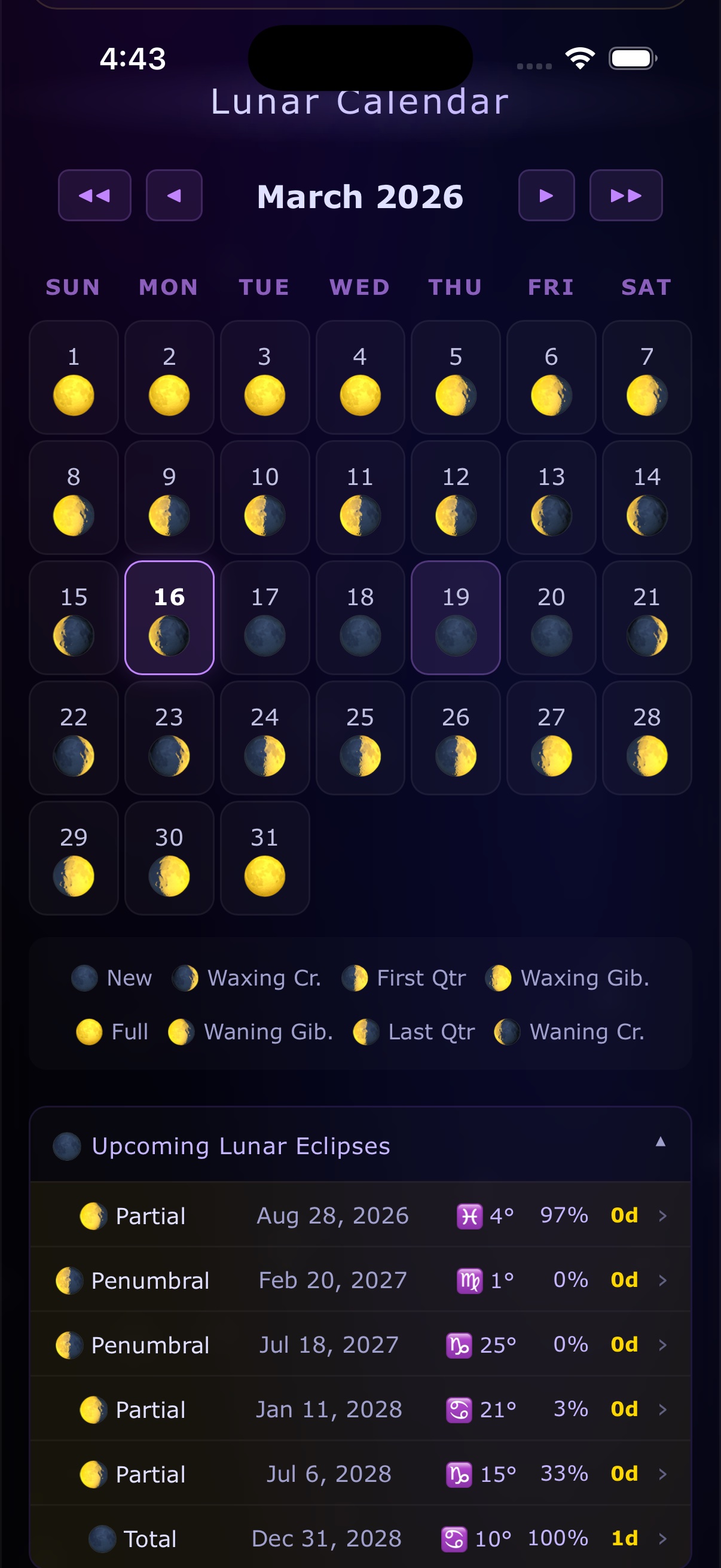 Lunar Calendar - Selene