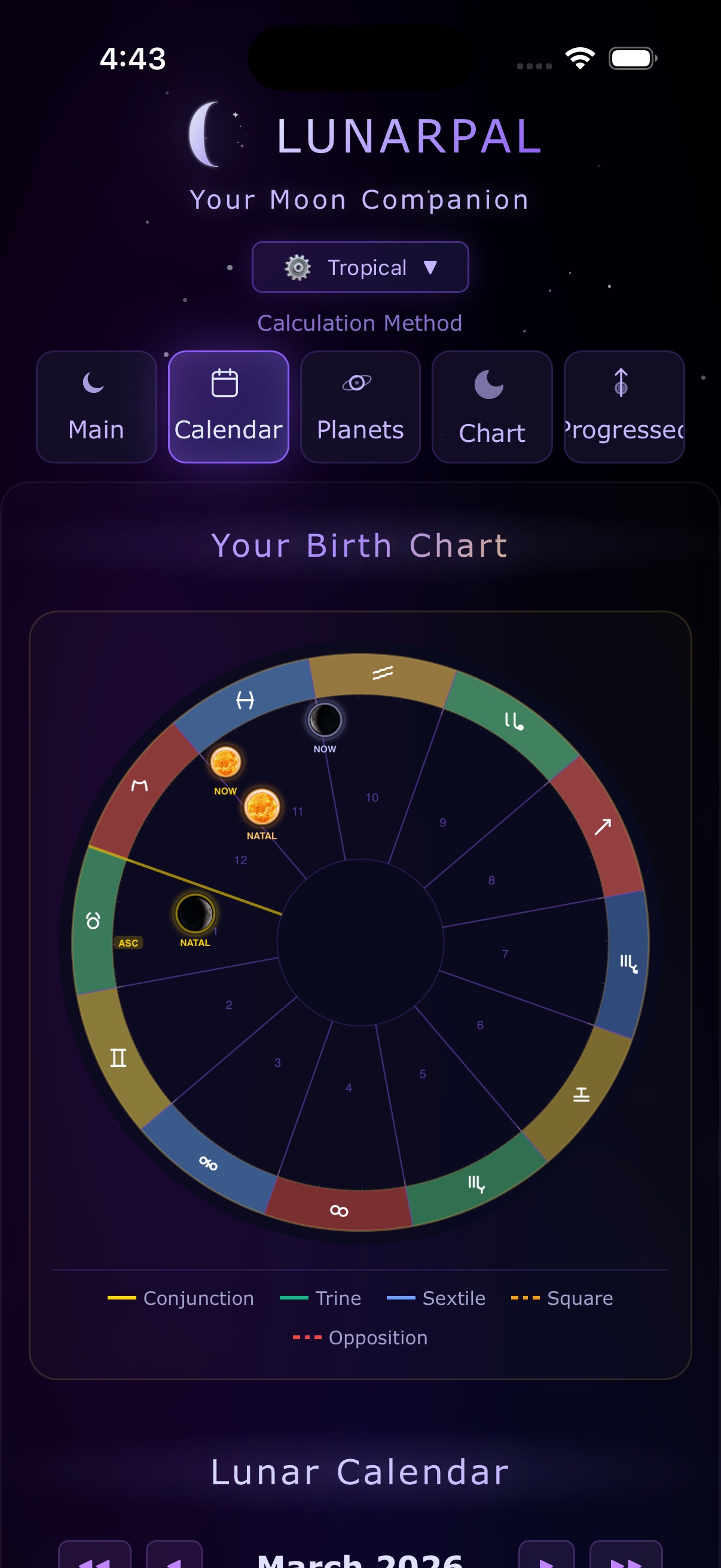 Birth Chart Wheel - Selene