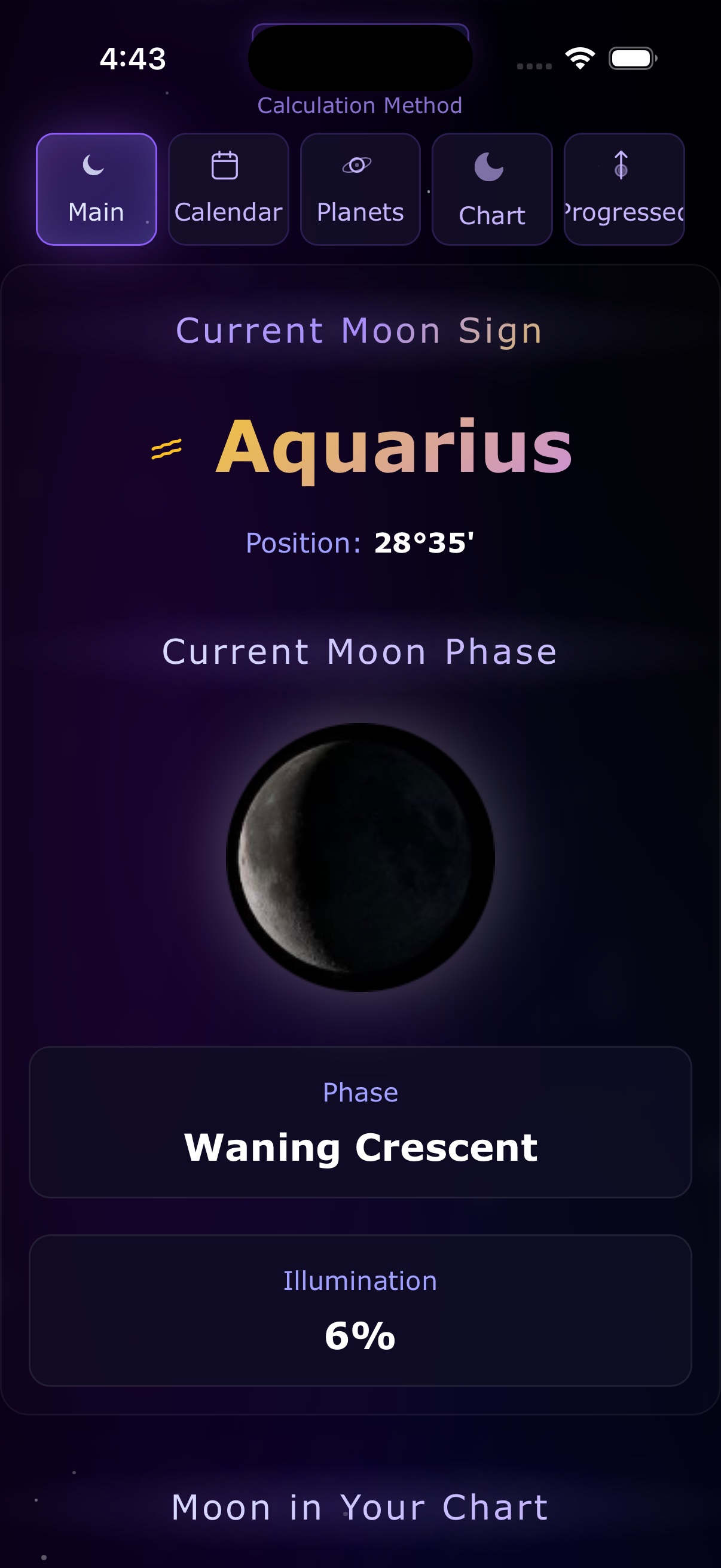 Current Moon Sign and Phase - Selene