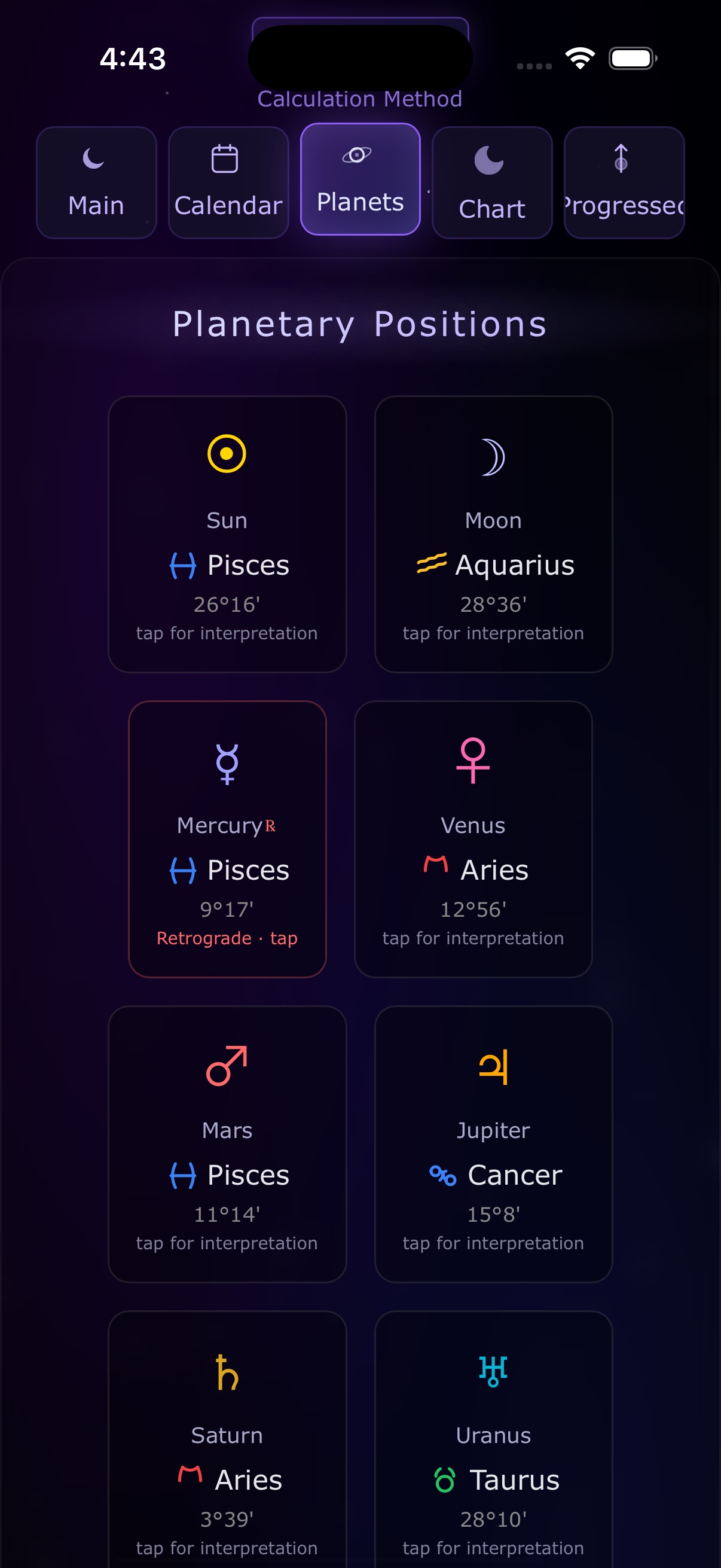 Planetary Positions - Selene